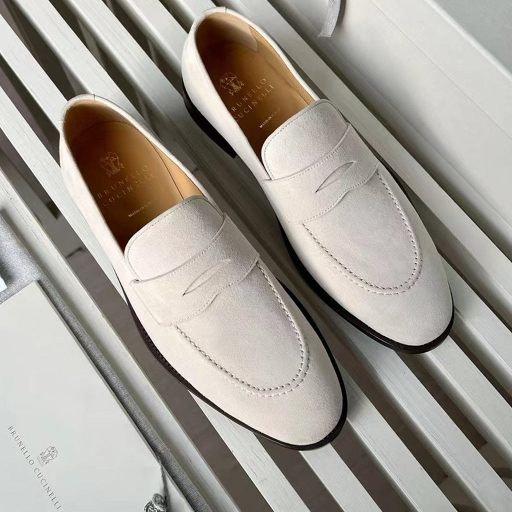 Brunello Cucinelli Men's Fall And Winter Suede Lefebvre Shoes Fashion Trend Business Casual One Foot Stirrup Lefebvre Shoes Temperament Driving Shoes Ngvp #2623