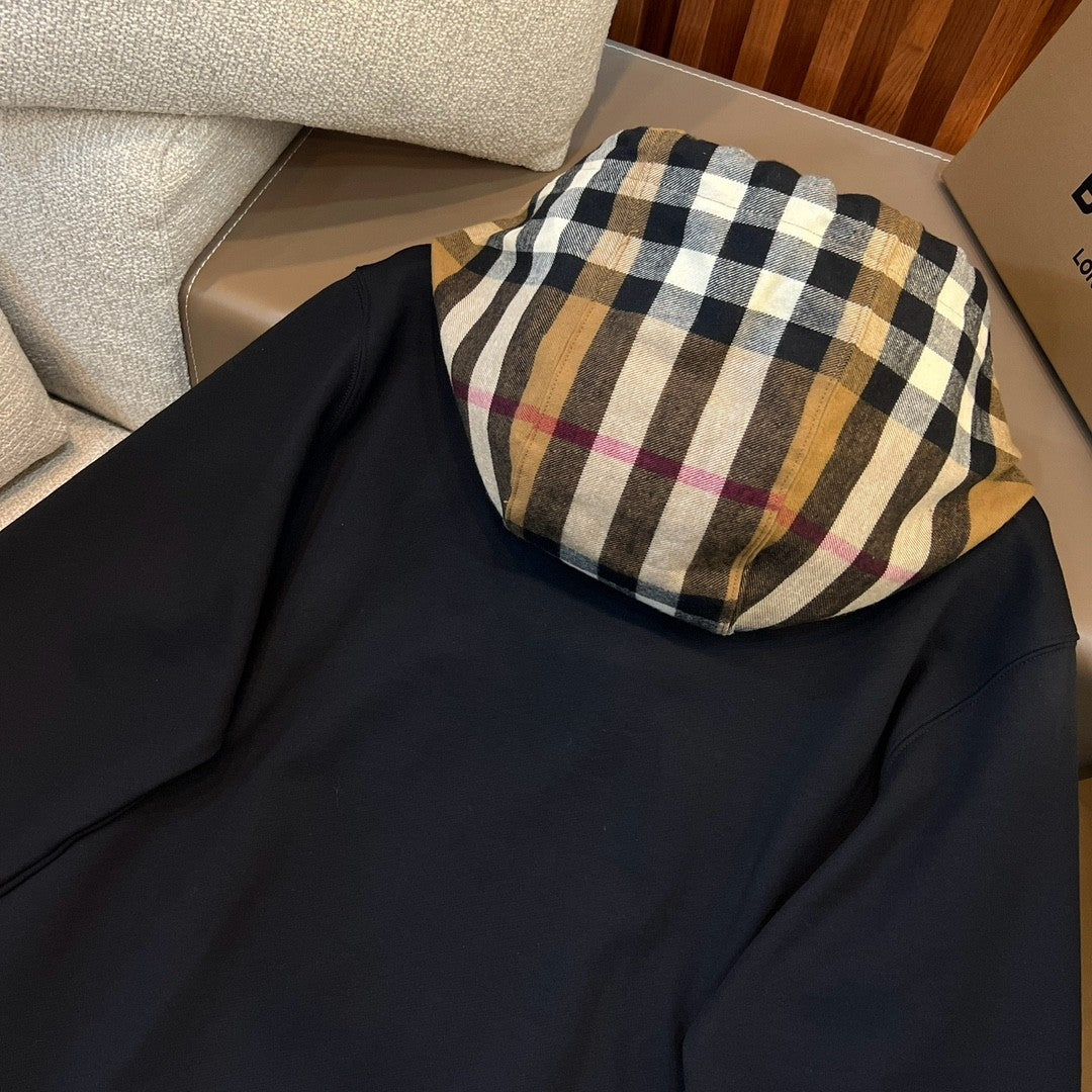 Burberry Men's Spring and Autumn Checkered Printed Hooded Long Sleeve Sweatshirt Pullover #72527