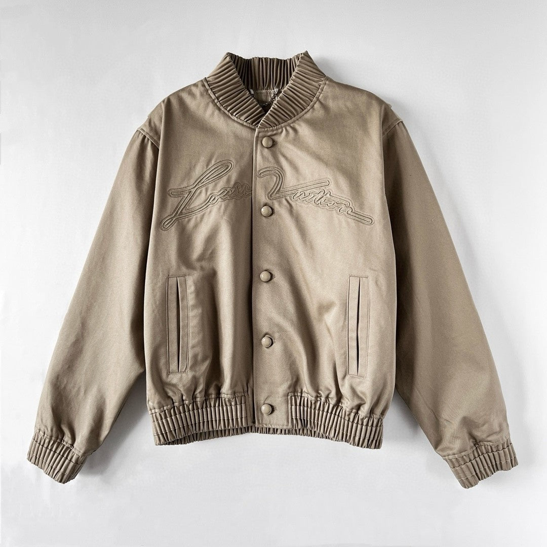 Louis Vuitton Men's Spring and Autumn Solid Color Embroidery Letter Print Zipper Long Sleeve Jacket #72532