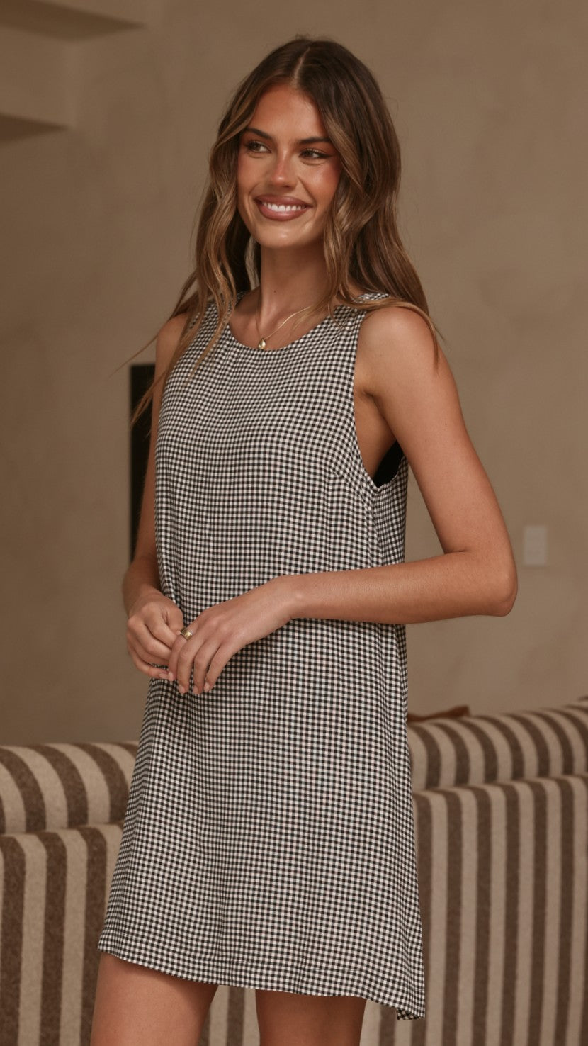 Zoelyn Mini Dress - Black Gingham
