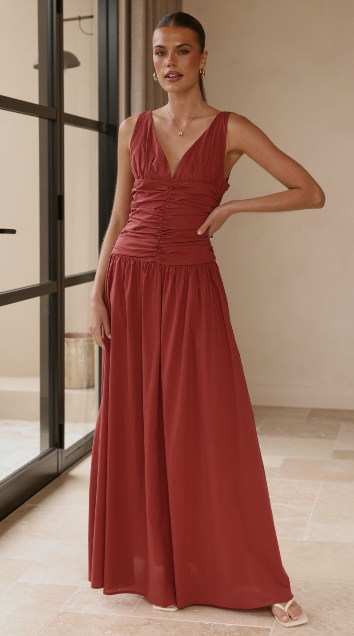 Sanya Maxi Dress - Burgundy