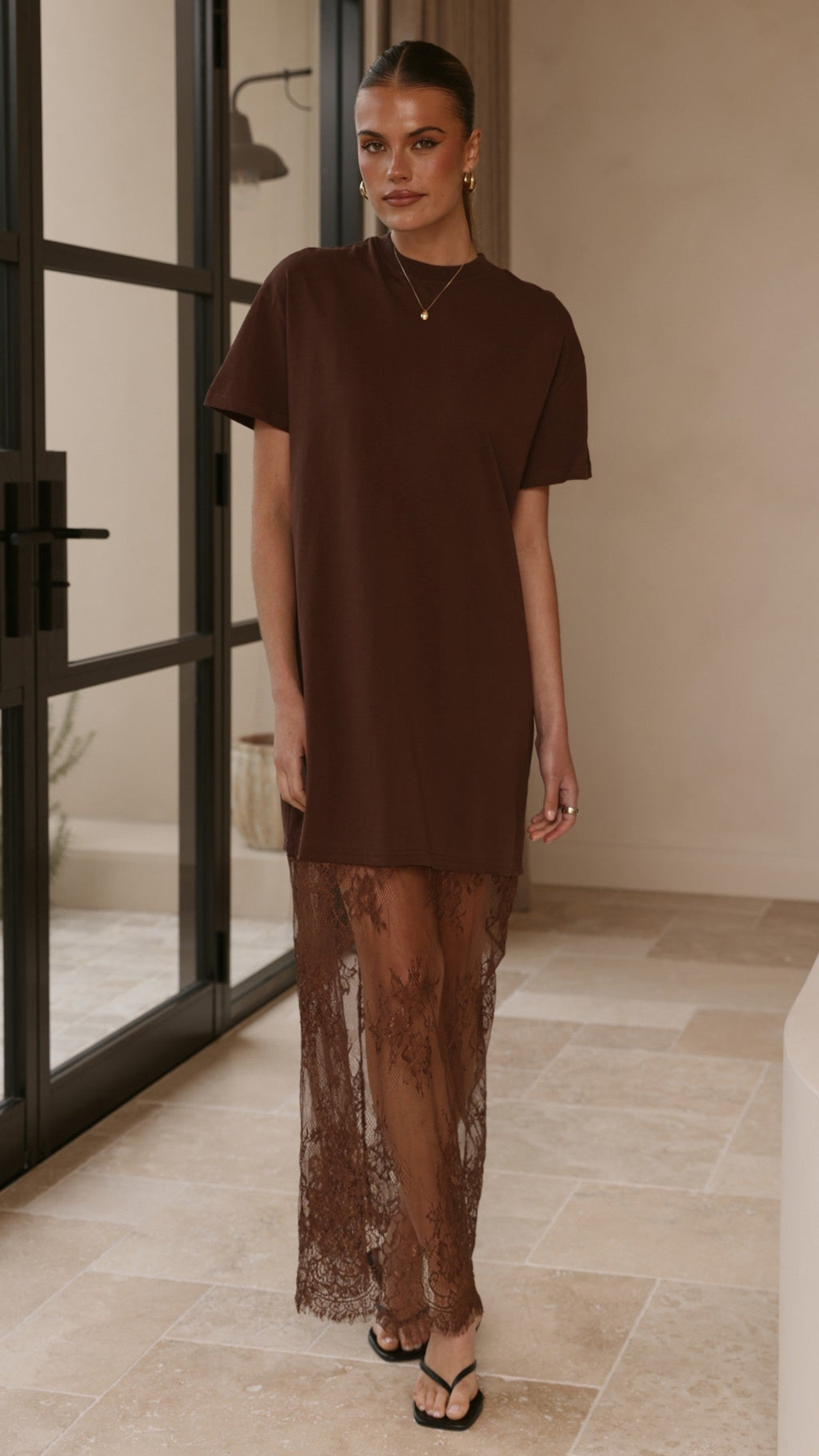 Adora T-Shirt Maxi Dress - Chocolate