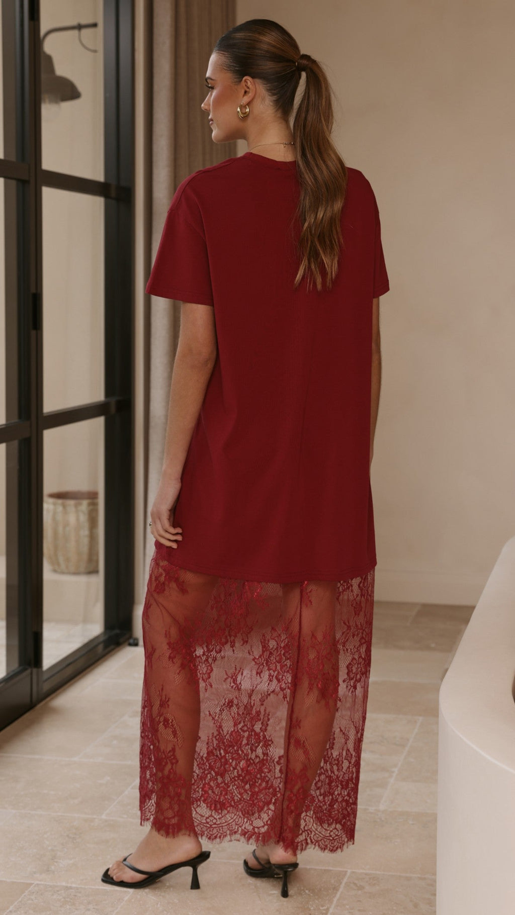 Adora T-Shirt Maxi Dress - Wine