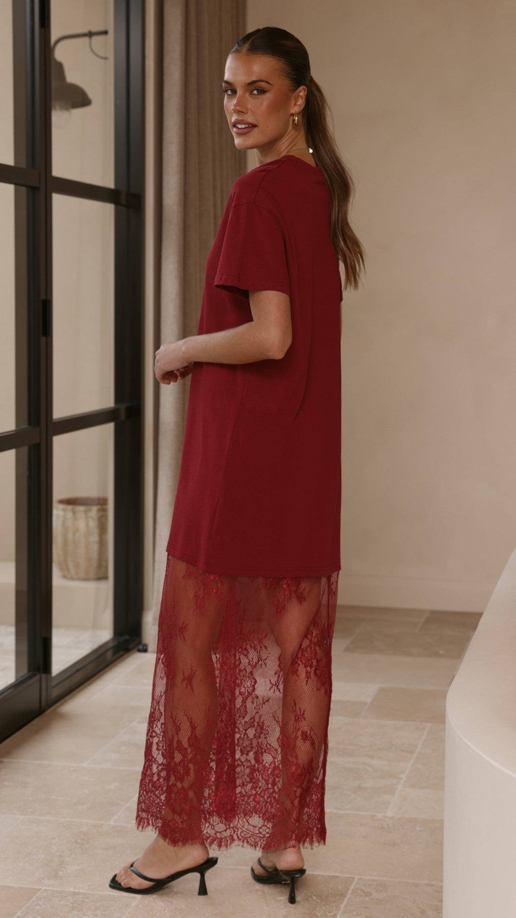 Adora T-Shirt Maxi Dress - Wine