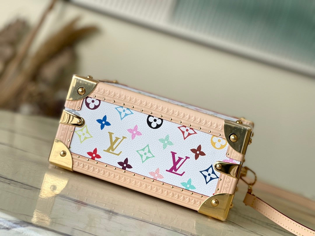 Louis Vuitton LV x TM Petite Valise Women's Detachable Adjustable Shoulder Strap Colorful Letter Printed Coated Canvas Single Shoulder Slanting Handbag Bag Bags #75435