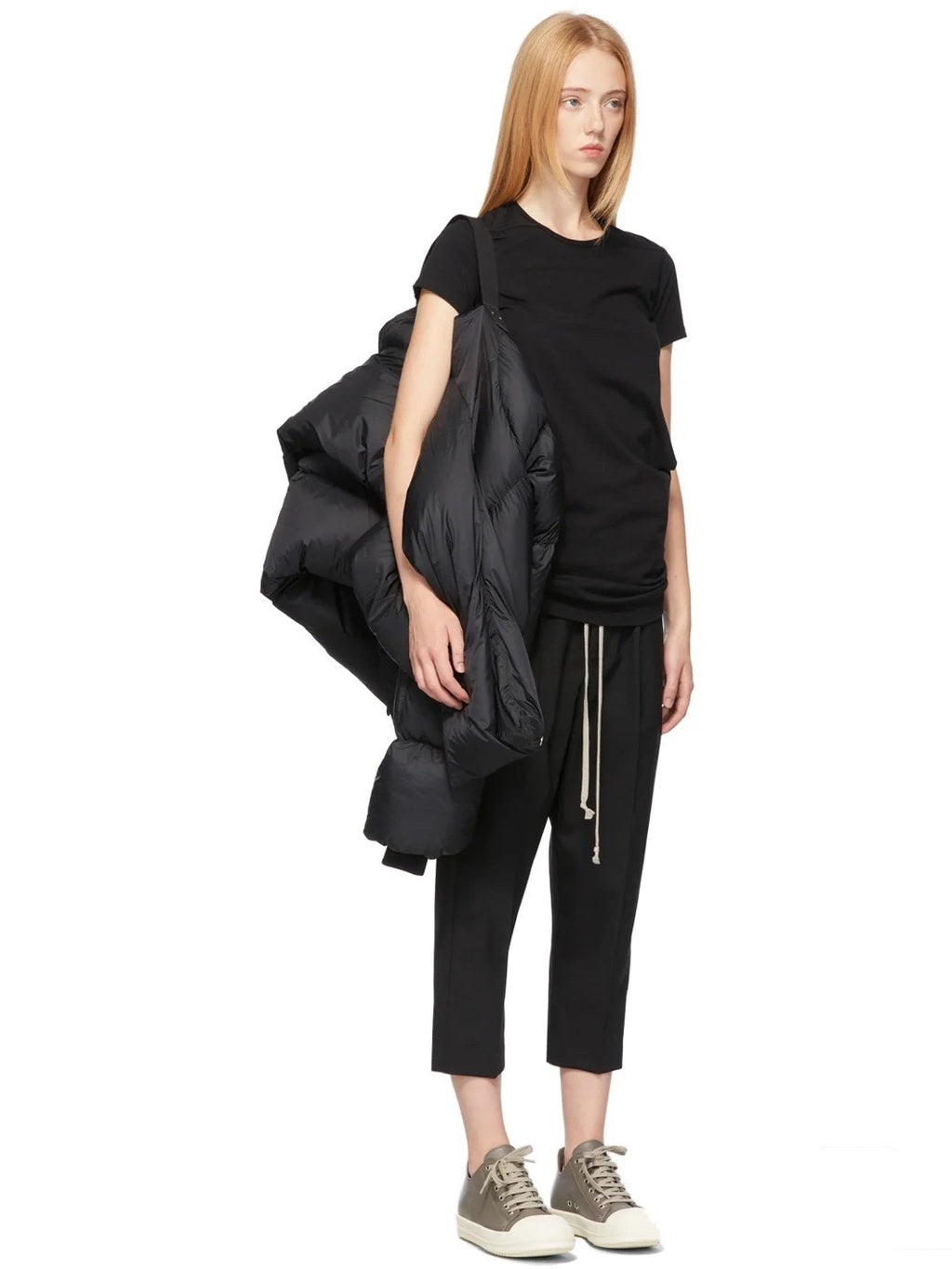 Rick Owens Men's Women's Fall And Winter Dark Windproof Scarf Down Jacket Thickened Warm Short Ultra-long-sleeved Zipper Down Jacket Ngvp #2494