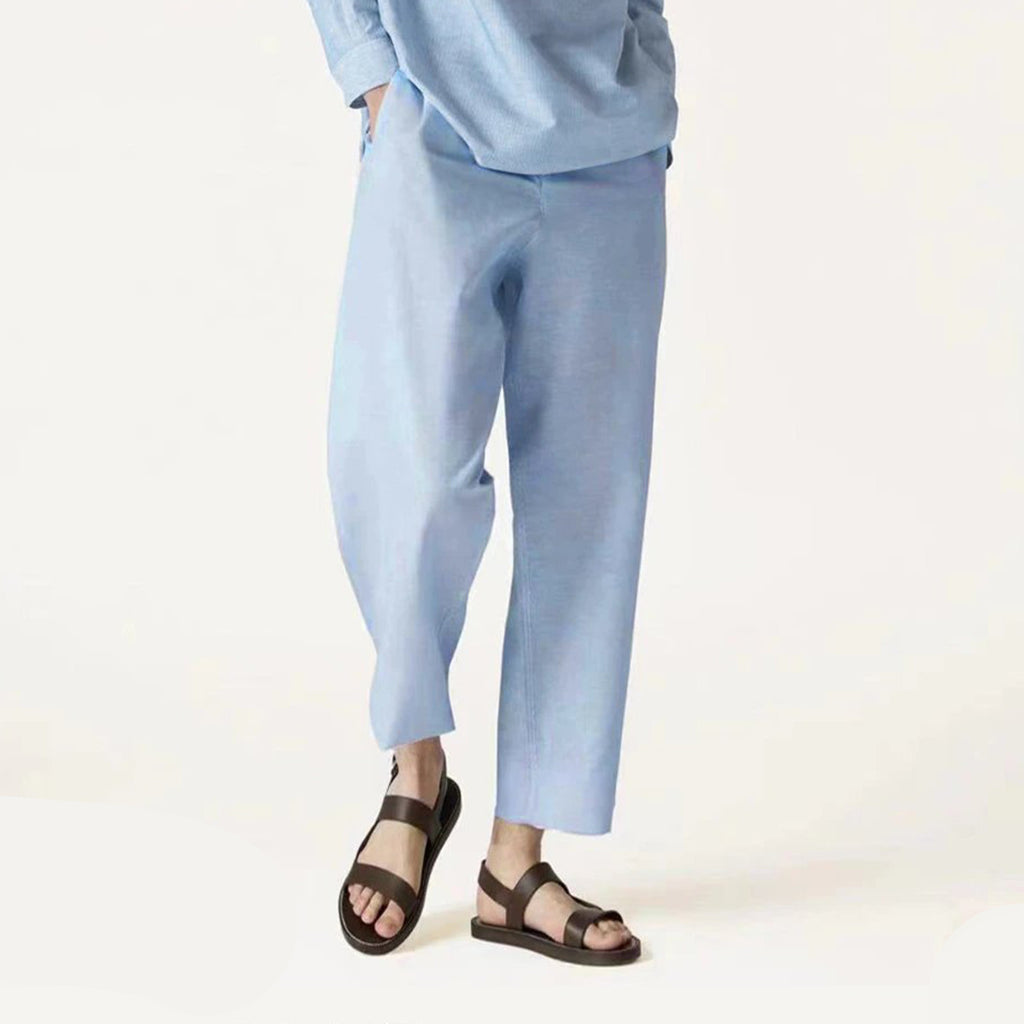 Loro Piana Men's Spring And Summer Solid Colour Drawstring Fashion Pants Loose Straight Comfortable Cotton Thin Suit Trousers Ngvp #1472