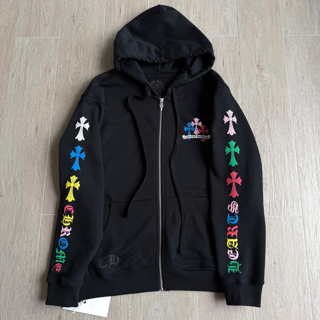 Chrome Hearts Classic 925 Silver Zipper Pull Colorful Horseshoe Zip Sweatshirt #333188