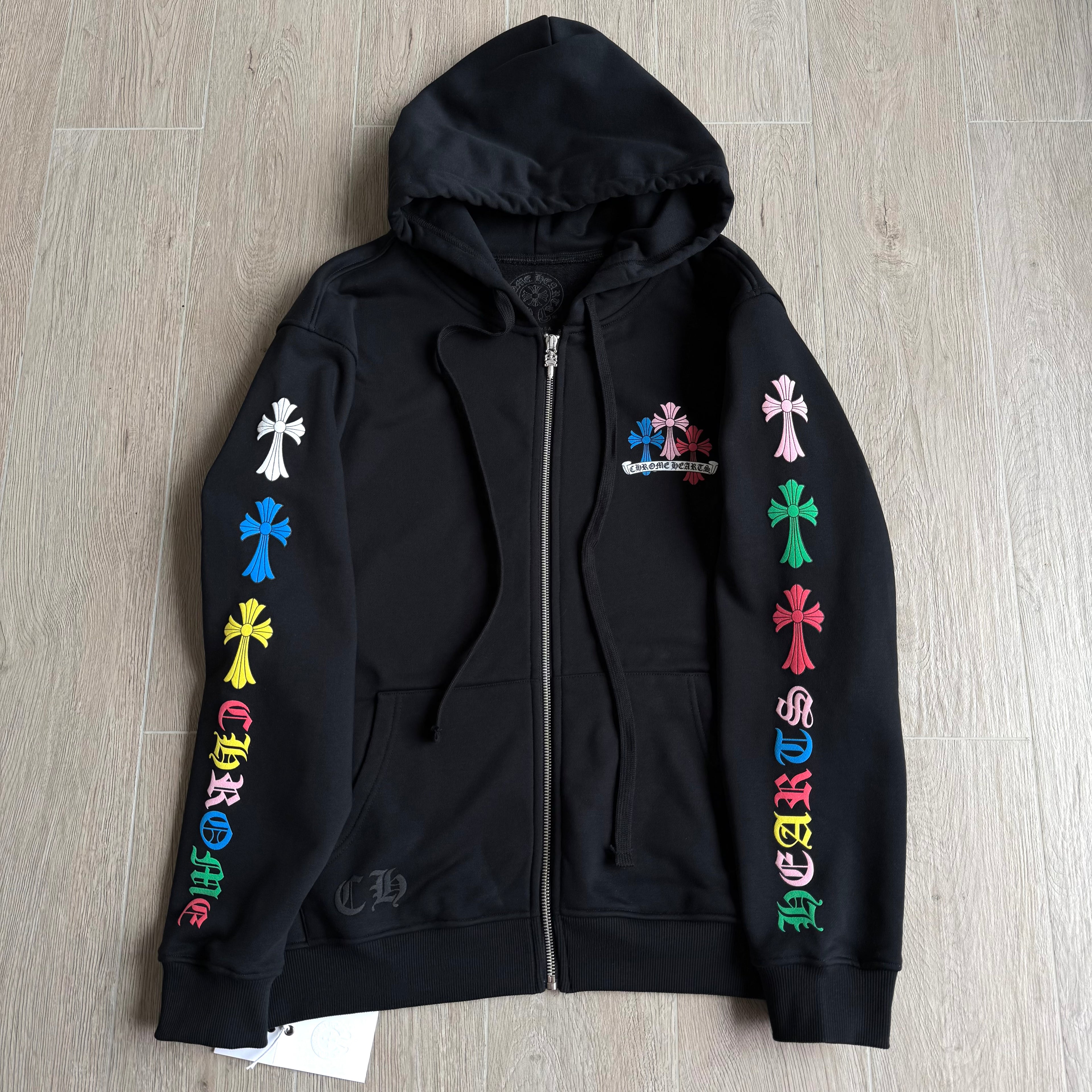 Chrome Hearts Classic 925 Silver Zipper Pull Colorful Horseshoe Zip Sweatshirt #333188