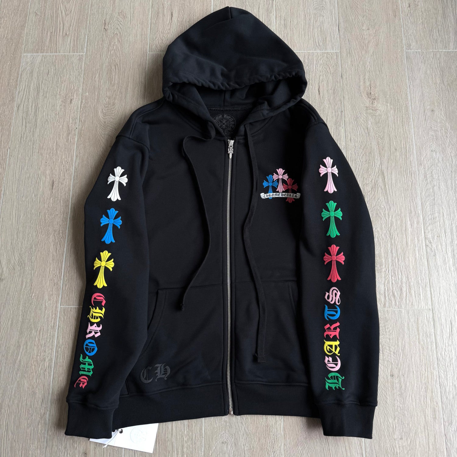 Chrome Hearts Classic 925 Silver Zipper Pull Colorful Horseshoe Zip Sweatshirt #333188