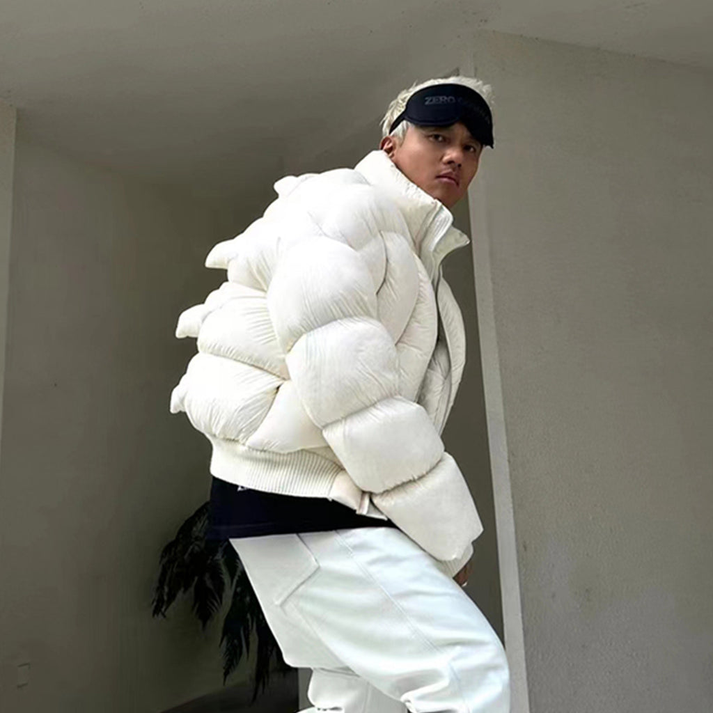 Rick Owens Men's And Women's Fall And Winter Dinosaur Down Jacket White Handmade Customized Tyrannosaurus Rex Design Ski Suit Thickened White Duck Down Ngvp #8862