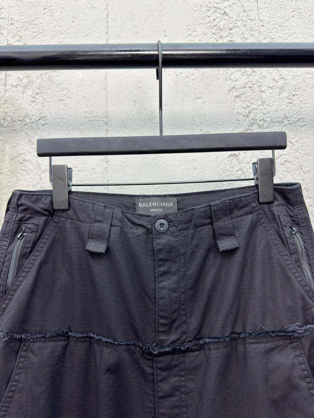 Balenciaga Men's and Women's Spring/Autumn Solid Colour Loose-Fit Wide-Leg Patchwork Work Trousers Pants #77959