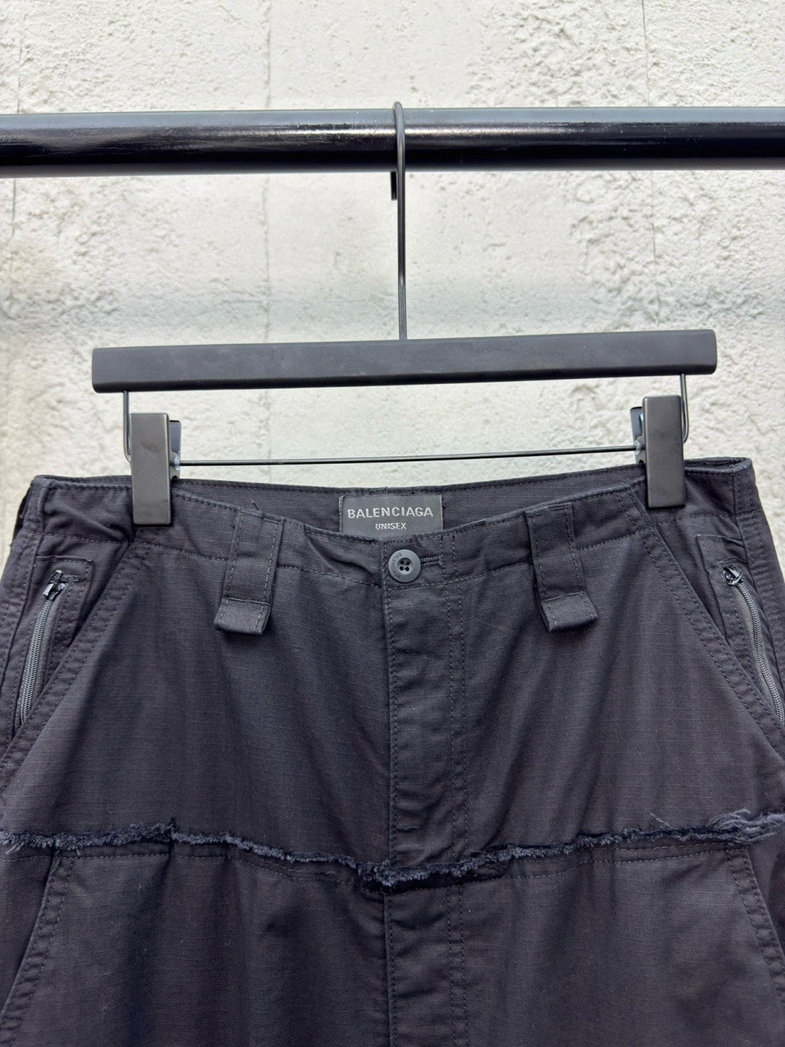 Balenciaga Men's and Women's Spring/Autumn Solid Colour Loose-Fit Wide-Leg Patchwork Work Trousers Pants #77959