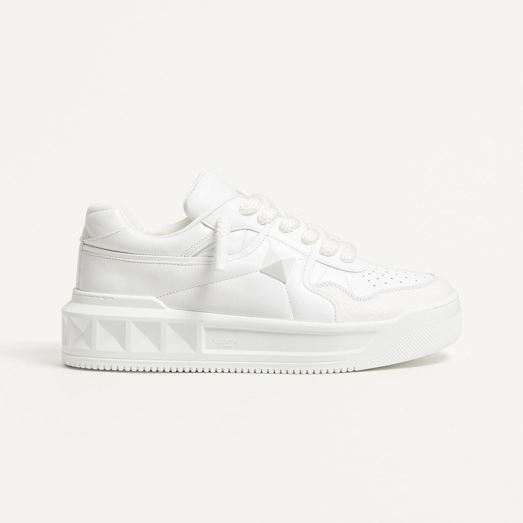 Valentino ONE STUD  Men's And Women's Spring/fall Fashion Casual Round Toe Lace Up Flat Low Top Leather Thick Laced Sneakers Shoes #79276