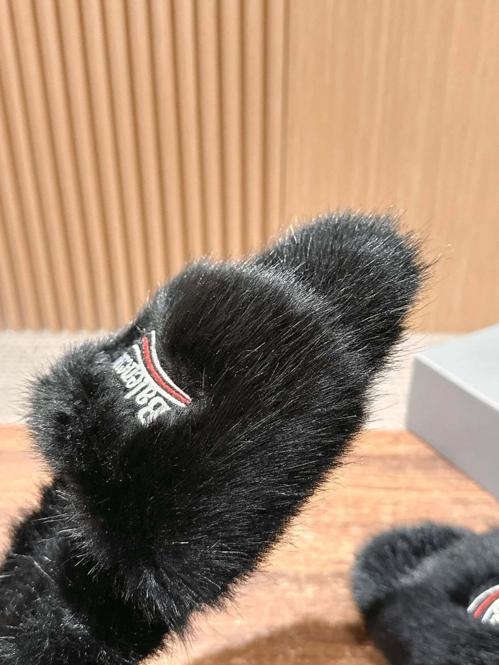 Balenciaga Women's Fall/Winter Casual Round Toe Open Back Wool Embroidered Logo Slippers Shoes #78917