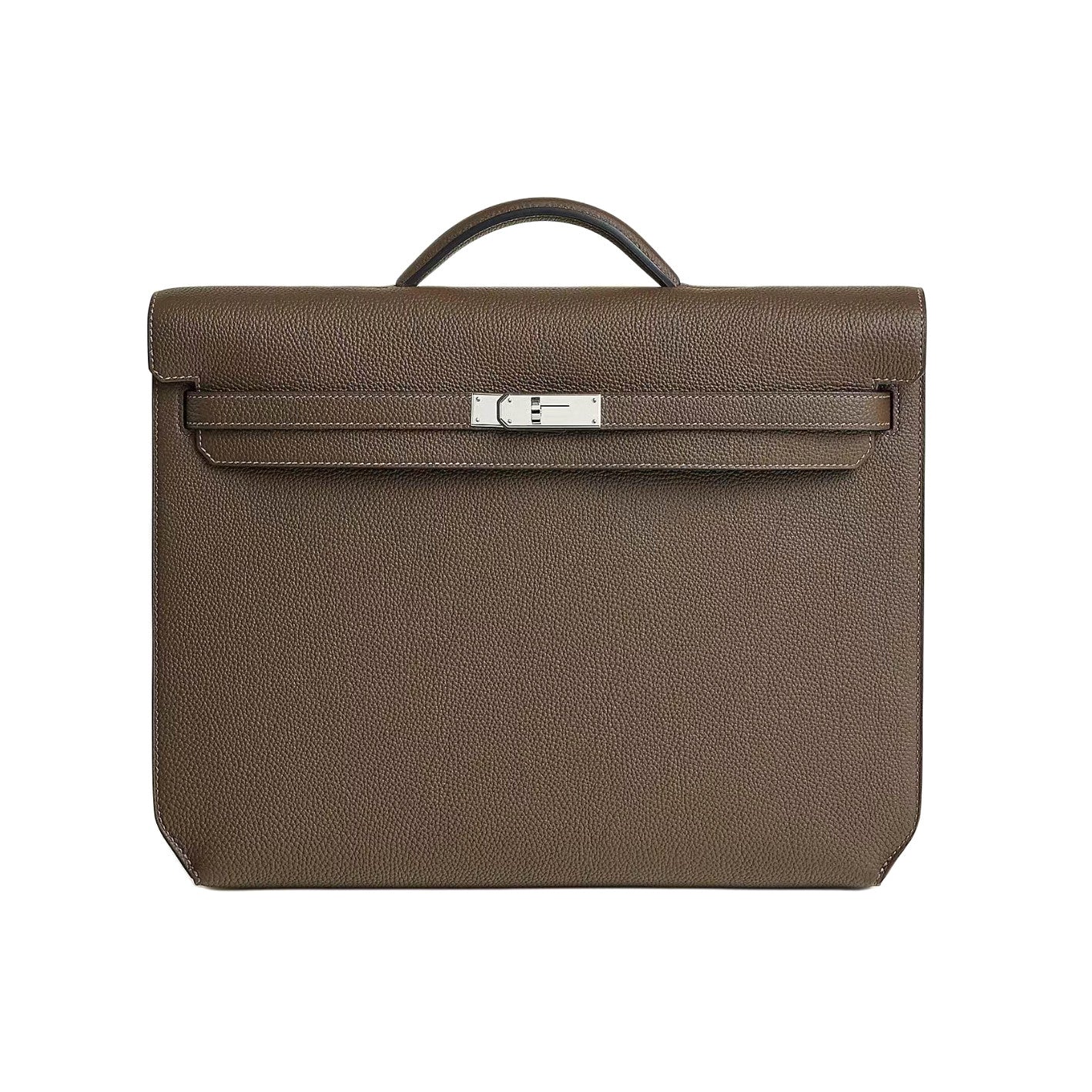 Hermes Men's and Women's Classic Solid Color Leather Business Bag with Silver Buckle  Handbag Laptop Case Bag Bags #78611
