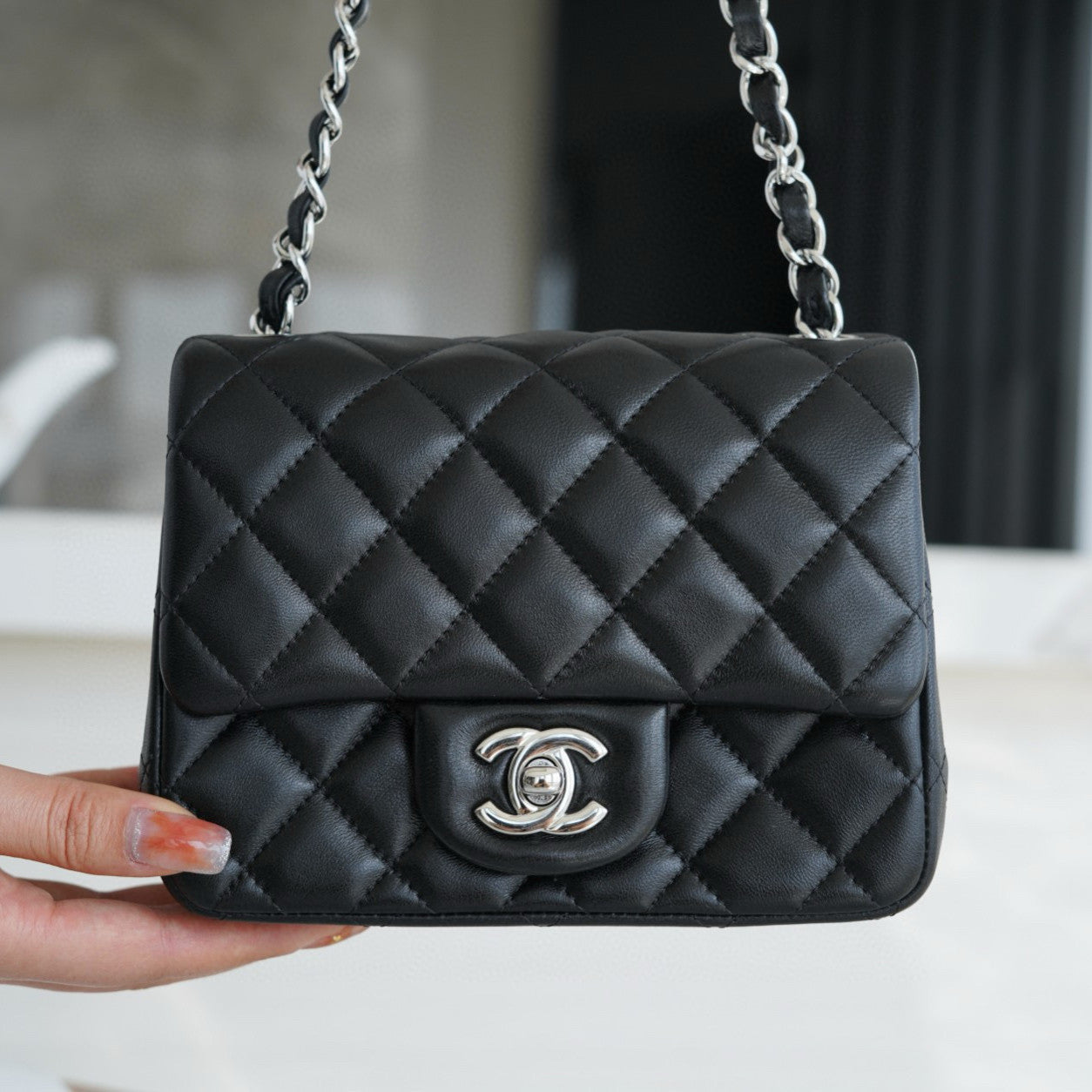 Chanel Women's Classic Solid Color Flap Bag Leather Chain Bag With Silver Buckle Crossbody Bag Handbags Bags A35200-Y01480-94305 #78952