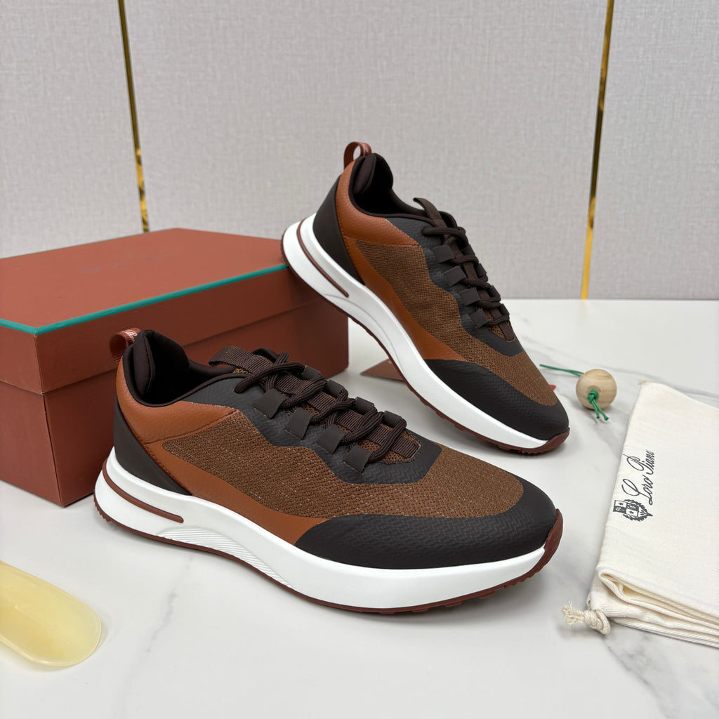 Loro Piana Week End Walk Mesh Cowhide Suede Casual Sneakers #381648