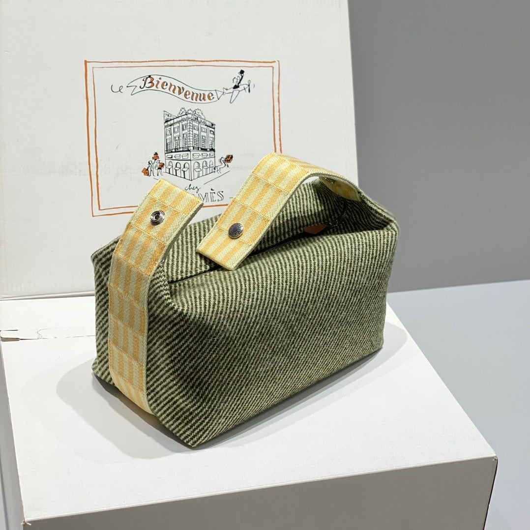 Hermes Classic Casual Color Block Canvas Tote Bag Makeup Bag Toiletry Bag Bags #78245