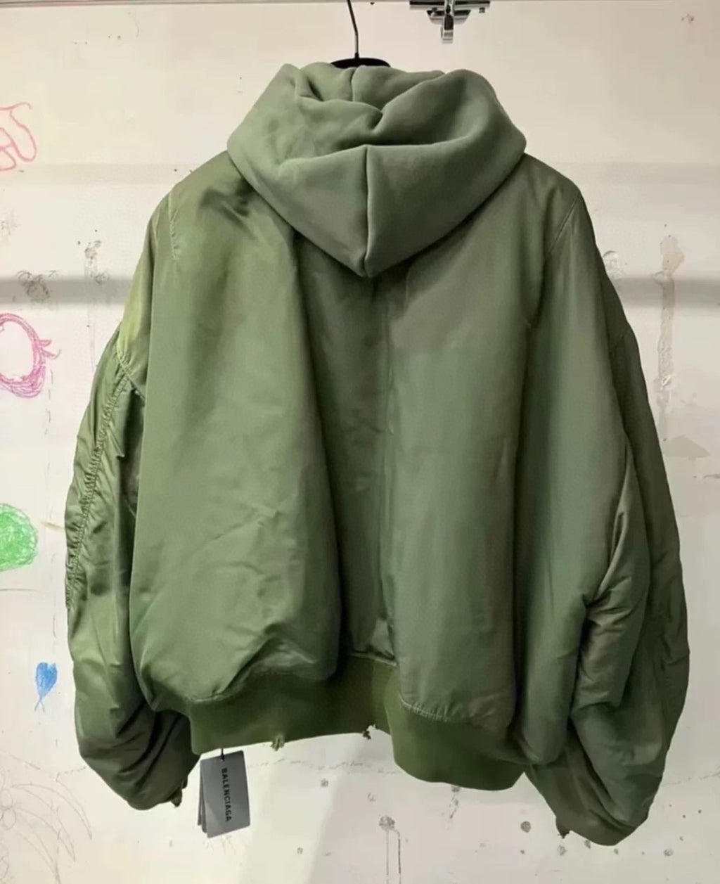 Balenciaga Men's Women's Solid Color Hooded Aviator Jacket Logo Zipper Long Sleeve Jacket #74564