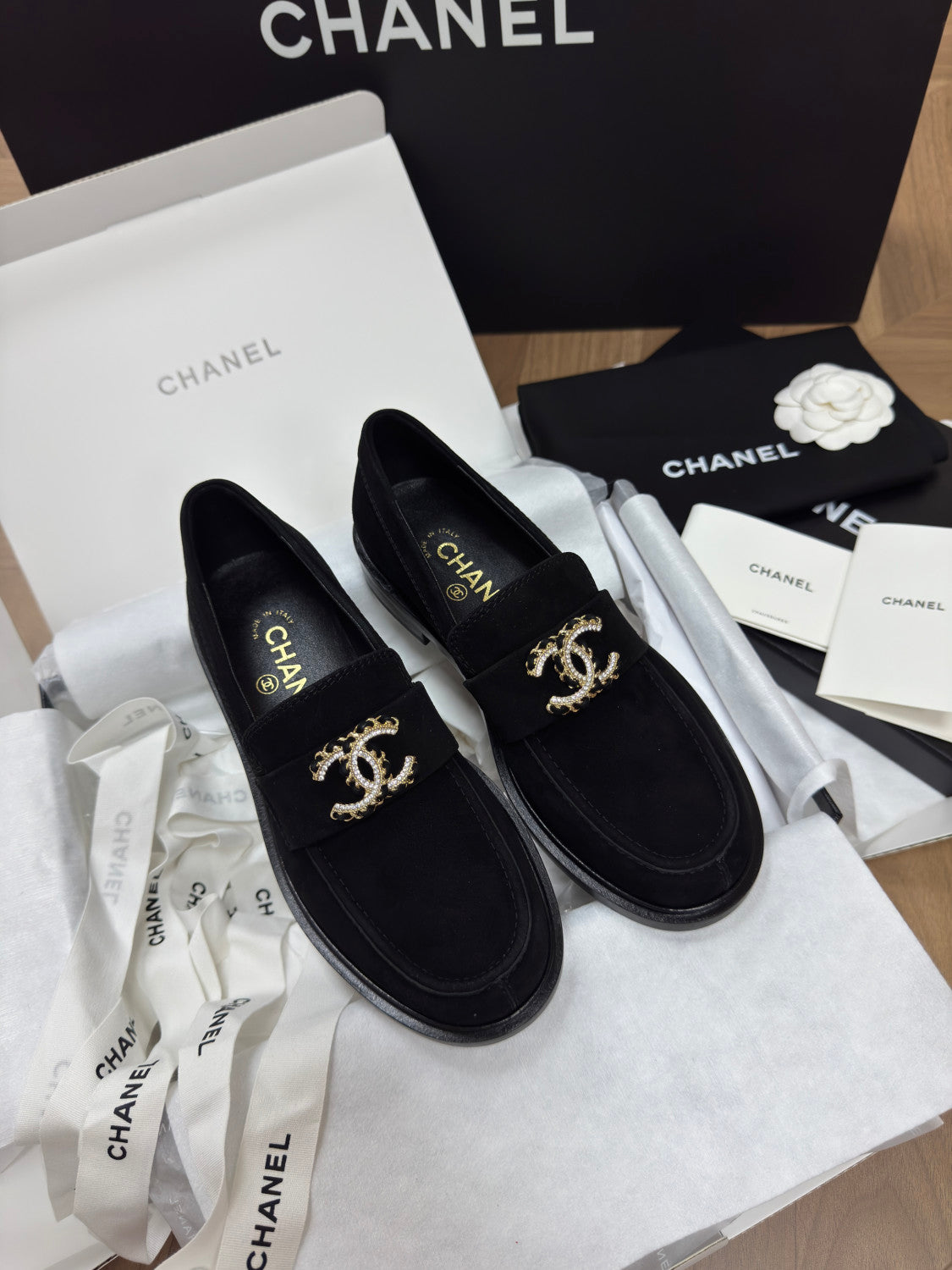Chanel Women's Fall/Winter Fashion Casual Round Toe Slip On Flat Low Top Retro Stud Buckle Suede Loafers Shoes #78865