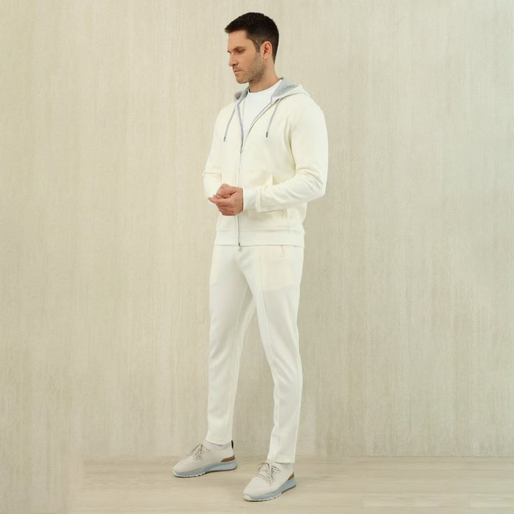 Brunello Cucinelli Men's Solid Colour Hooded Zip Sweatshirt Jacket Drawstring Comfort Straight Trousers Pants Sweatpants Suit Set  #81324