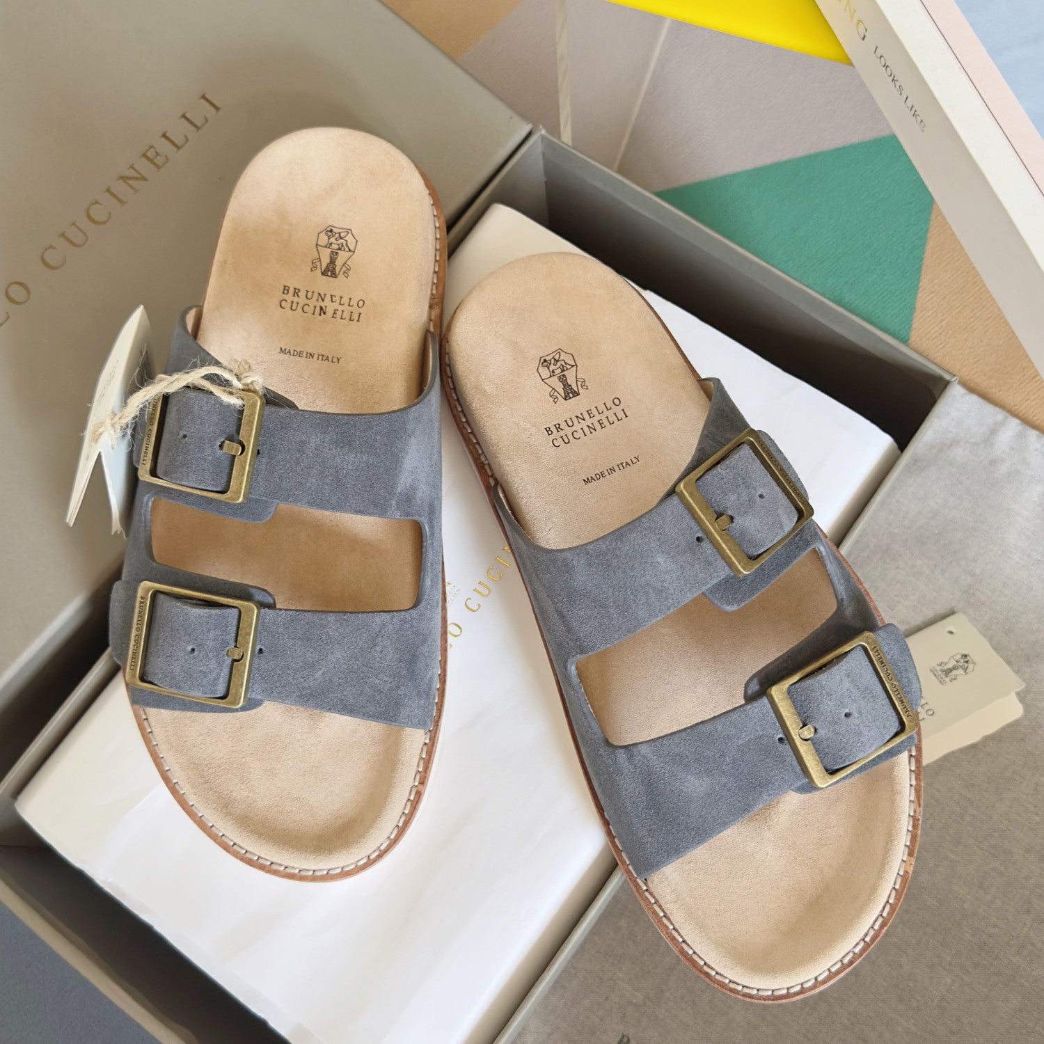 Brunello Cucinelli Men's Summer Solid Color Suede Round Toe Slip-On Non-Slip Slippers Shoes #77697