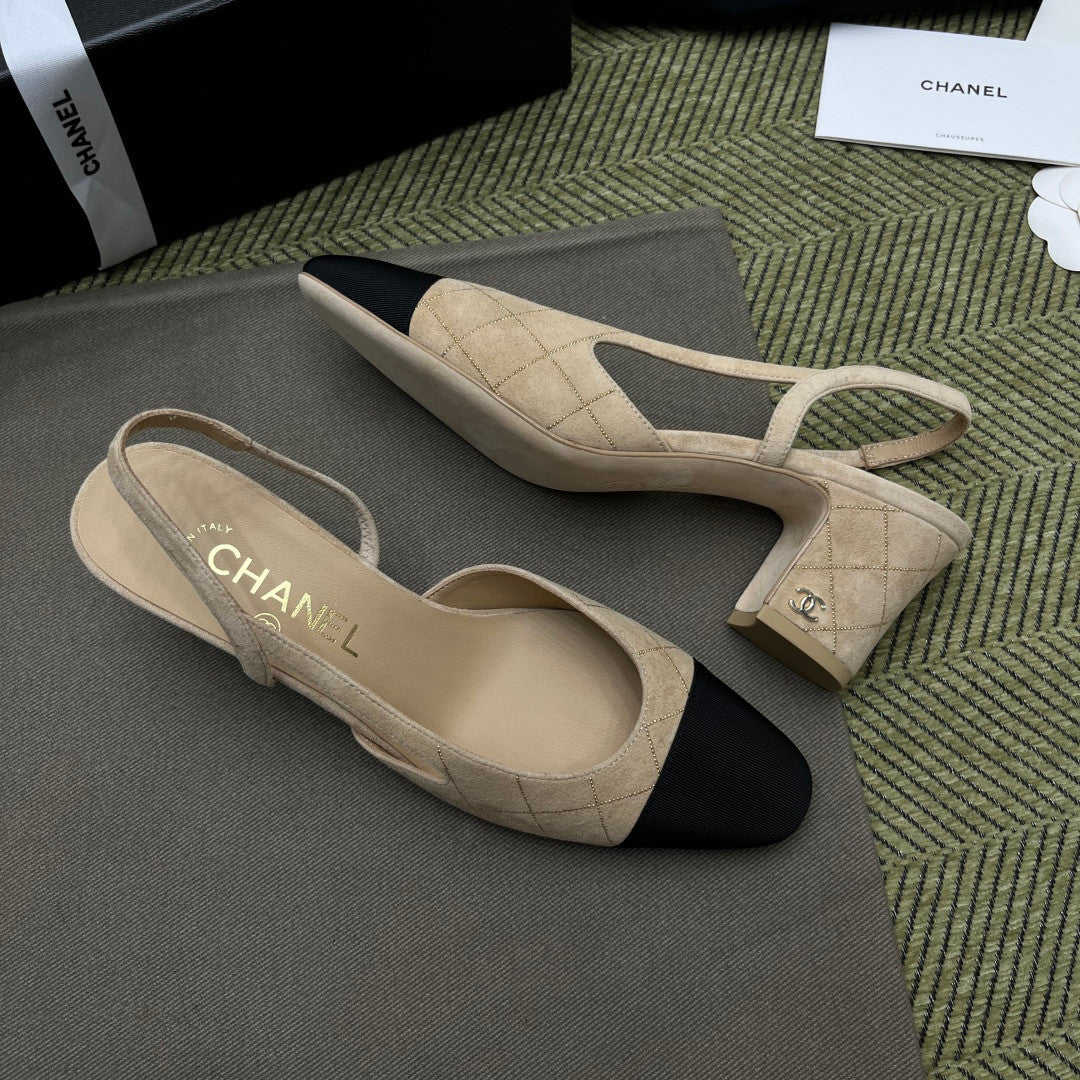 Chanel Women's Spring/Fall Fashion Casual Round-Toe Slip-On High-Heel Chunky-Heel Flat Casual Shoes #78772