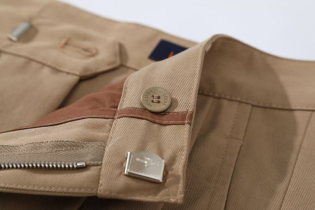 Louis Vuitton Men's Spring and Autumn Solid Color Embroidered Letter Printed Cotton Woven Fabric Casual Pants #76567
