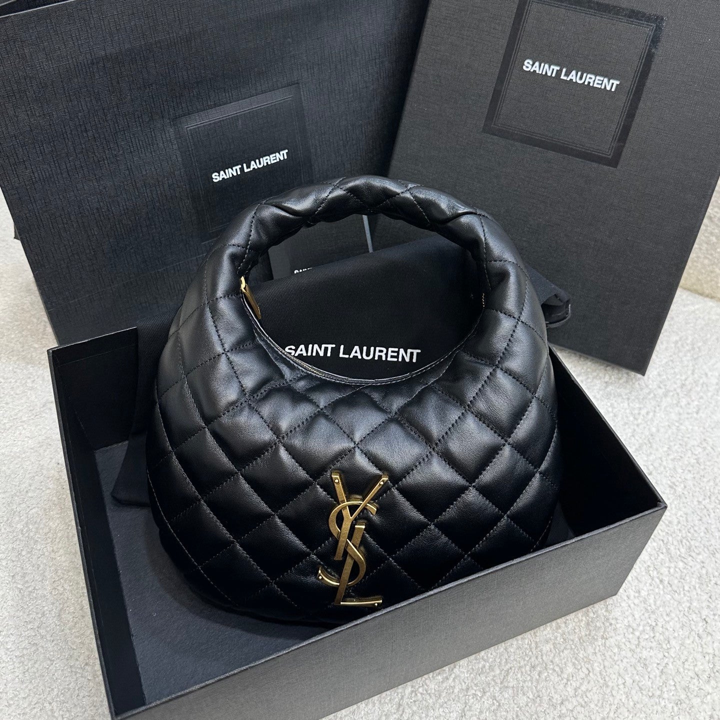 Saint Laurent ICARINO Quilted Nappa Leather Handbag ROSÉ Same Style Half-Moon Bag #332811