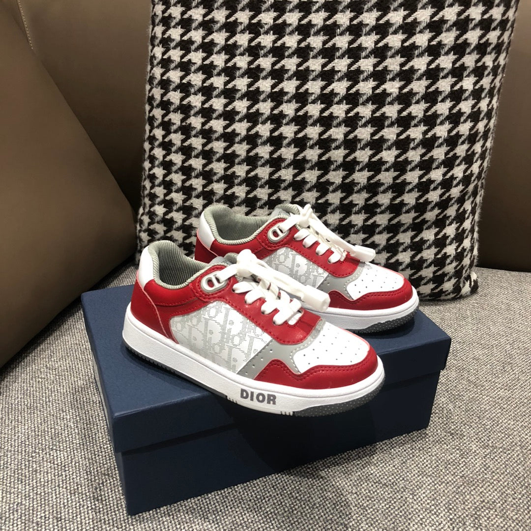 Dior Kid's Four Seasons Color Blocking Lace-Up Round Head Low Top Casual Board Shoes #31271