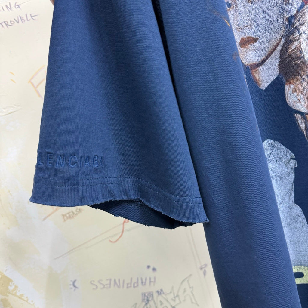Balenciaga Men Women PP KRIT Printed Round Neck Short Sleeve Summer Cotton Solid Color Oversized T-Shirt #76599