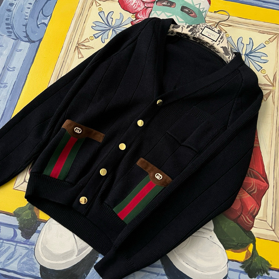 Gucci Men's Autumn and Winter Wool Blend V-Neck Loose Long Sleeve Knit Cardigan #99182