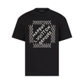 Louis Vuitton Men's Summer Beaded Embroidered Logo Black Round Neck Cotton Short Sleeve T-Shirt #98411