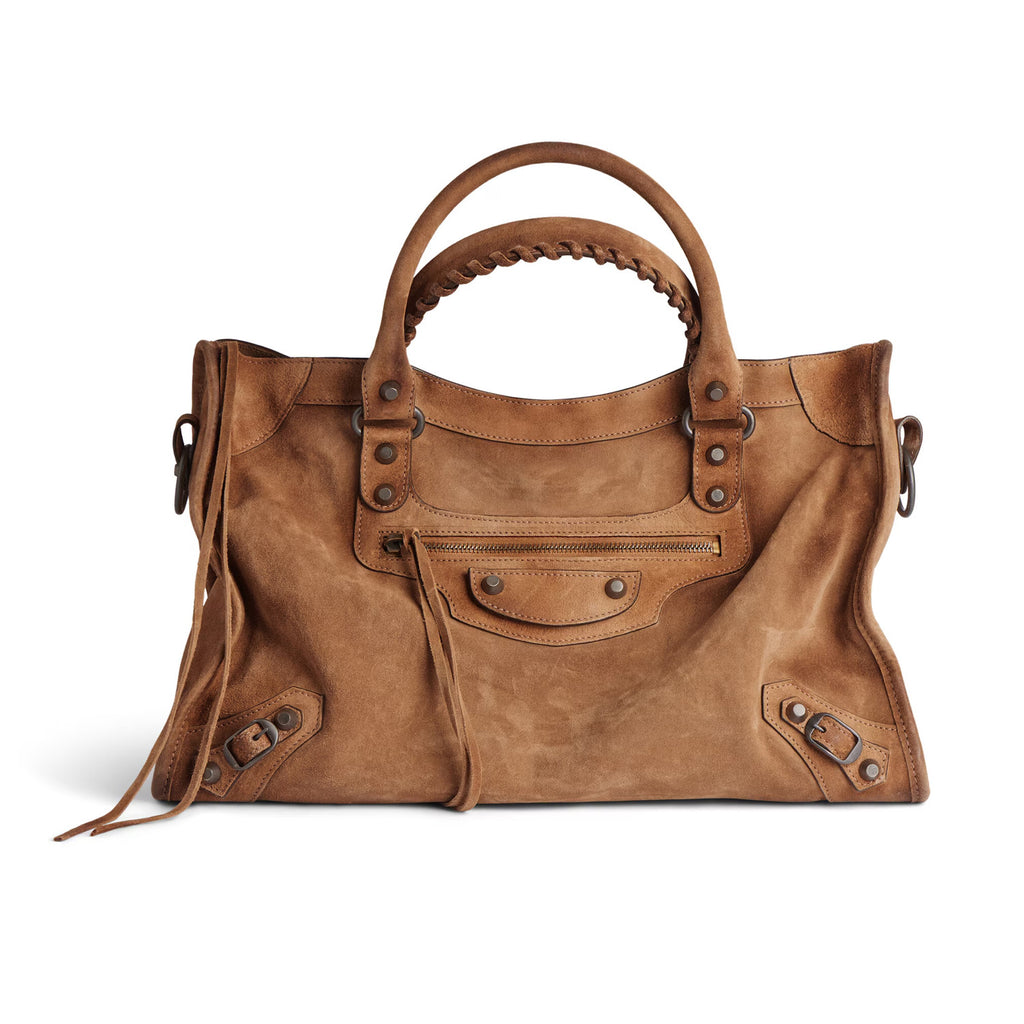 Balenciaga Women's Le City Large Handbag with Woven Handles. Solid Color Leather Crossbody Shoulder Bag. Fashionable Casual Bag Bags 8230582AB2A1143 #81498