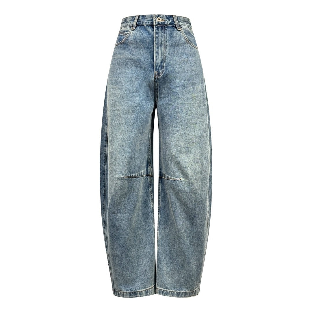 Loewe Men's Spring and Autumn Logo Print Pocket Zipper Loose Solid Color Jeans Pants #76779