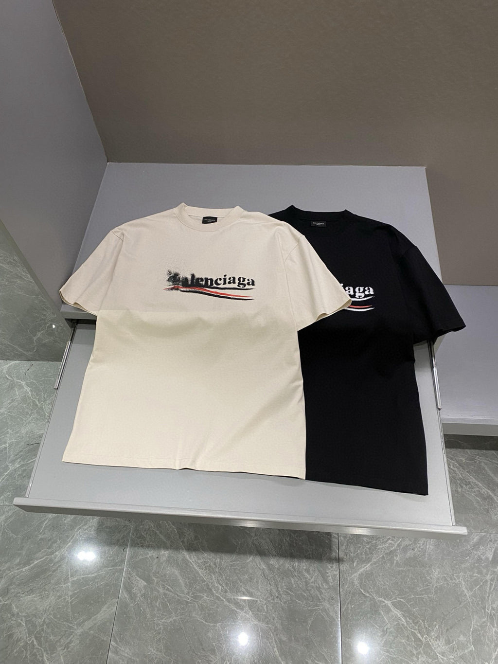 Balenciaga Men's and Women's Summer Letters Printed Round Neck Short Sleeve T-Shirt #98966