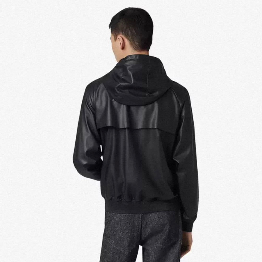 Berluti Men's Spring/autumn Fashion Casual Solid Color Zipper Leather Hooded Long Sleeve Jacket #78367