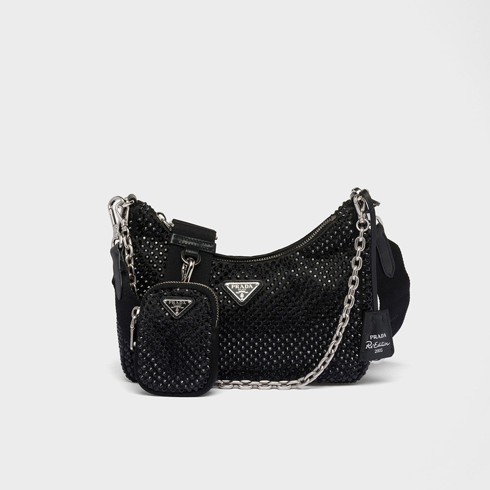 Prada Re-Edition 2005 Rhinestone-Embellished Crossbody Bag #375651