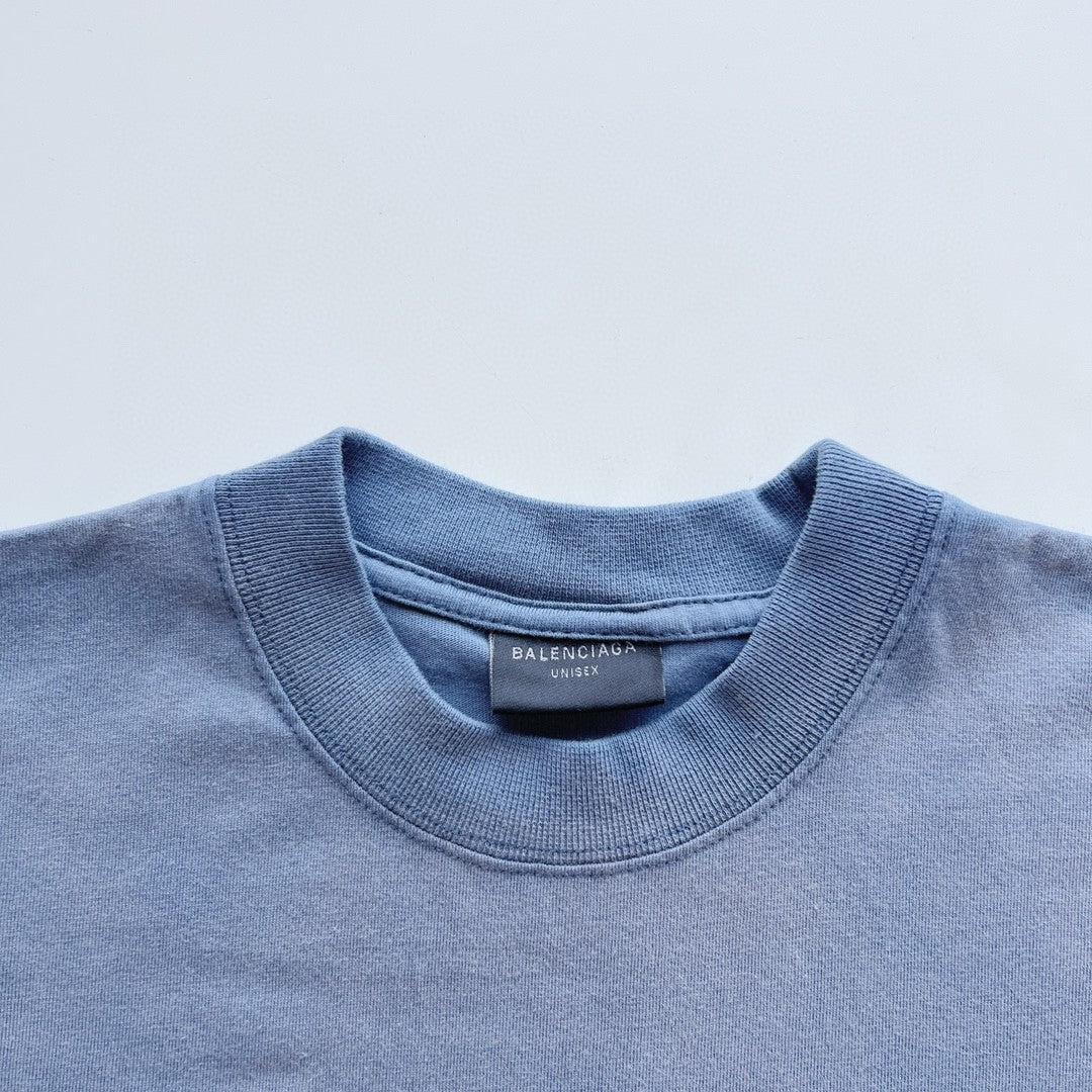 Balenciaga Men's Summer Solid Color Logo Printed Pattern Round Neck Regular Fit Short Sleeve T-Shirt #74487