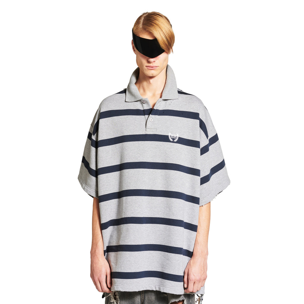Balenciaga Laurel Classic Men's Summer Striped Oversized Polo Shirt Short-Sleeve T-Shirt #77517