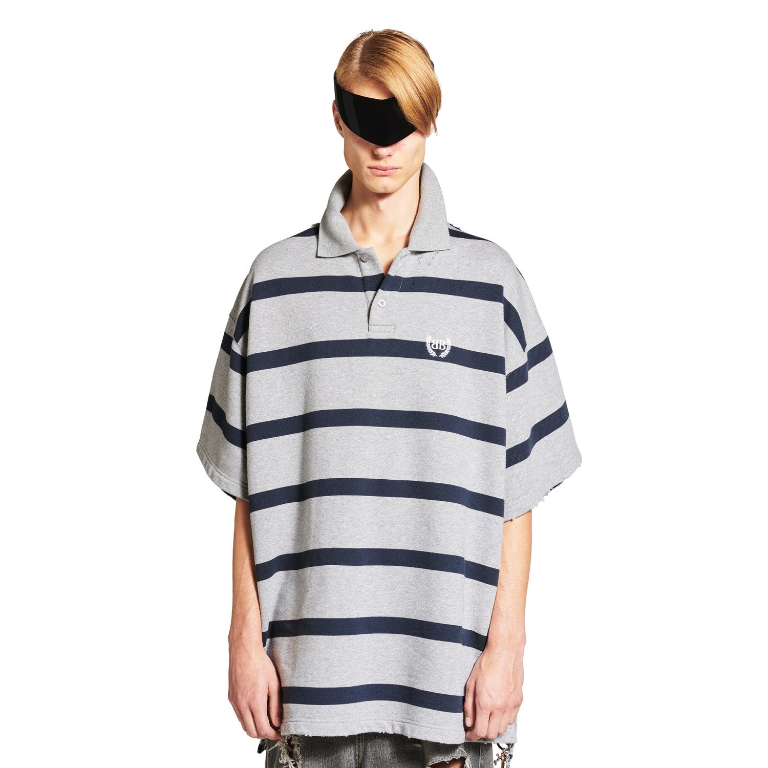 Balenciaga Laurel Classic Men's Summer Striped Oversized Polo Shirt Short-Sleeve T-Shirt #77517