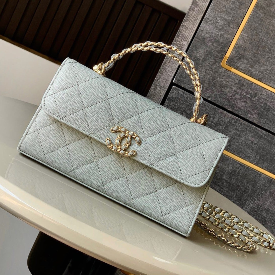 Chanel Women's Solid Color Diamond Pattern Chain Shoulder Strap Grain Embossed Leather Flap Bag Single Shoulder Handbag Crossbody Bags #77513