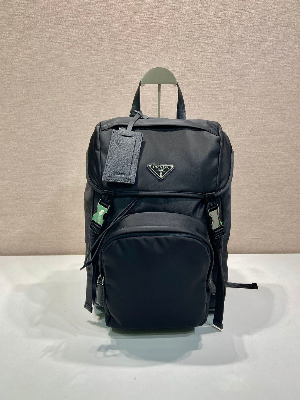 PRADA Black Re-nylon And Saffiano Leather Backpack #379110
