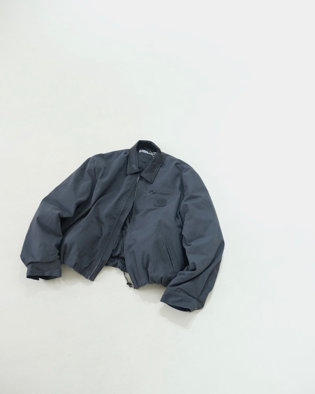 Acne Studios SS25 Men's and Women's Barn Logo Patch Fitted Zip Off Shoulder Long Sleeve Bomber Jacket #332324