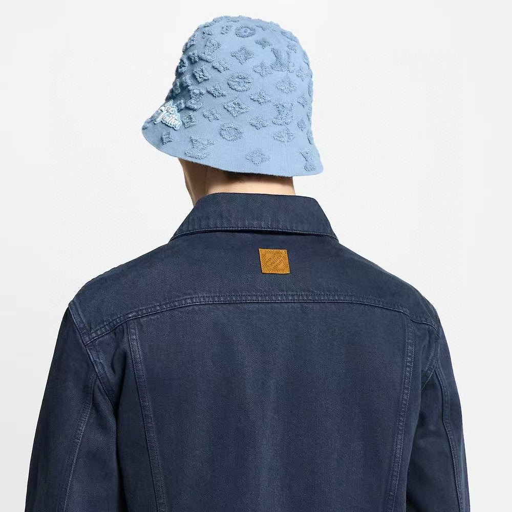 Louis Vuitton Men's Spring/Autumn Solid Colour Embroidered Letter Print Pocket Single-Breasted Long-Sleeved Denim Jacket and Casual Denim Trousers Pants Set Suit #77632