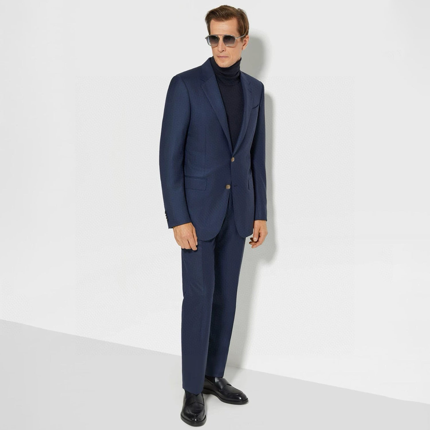 Ermenegildo Zegna  Men'S Spring And Autumn Business Casual Wool Suit Set Navy Blue Temperament Casual Comfortable Formal Suit Jacket Straight Suit Pants Trousers #75986
