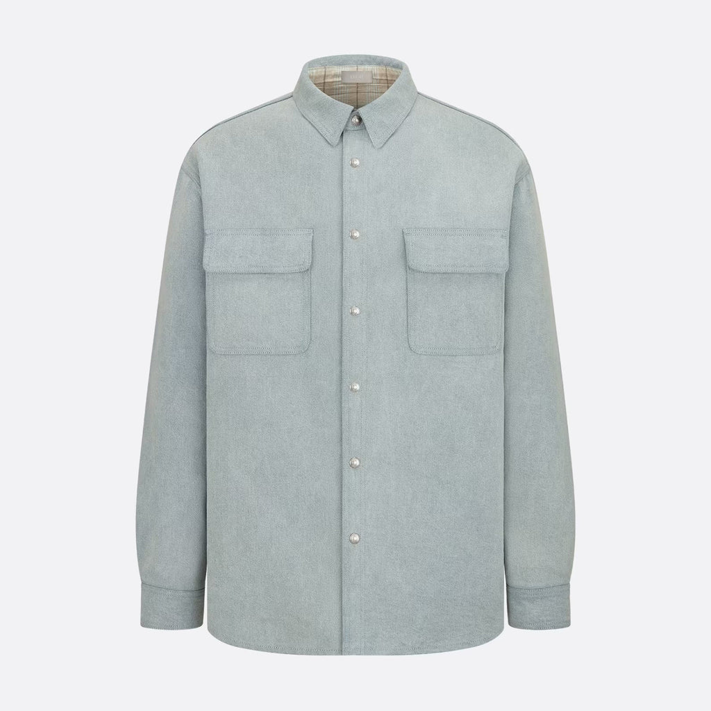 Dior Men's Spring And Autumn Long Sleeved Single Breasted Christian Couture Reversible Shirt Blue Cotton Denim #97745