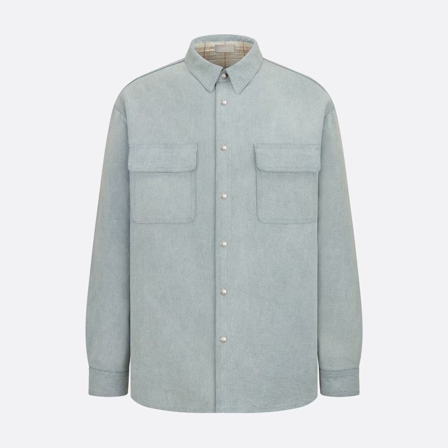 Dior Men's Spring And Autumn Long Sleeved Single Breasted Christian Couture Reversible Shirt Blue Cotton Denim #97745
