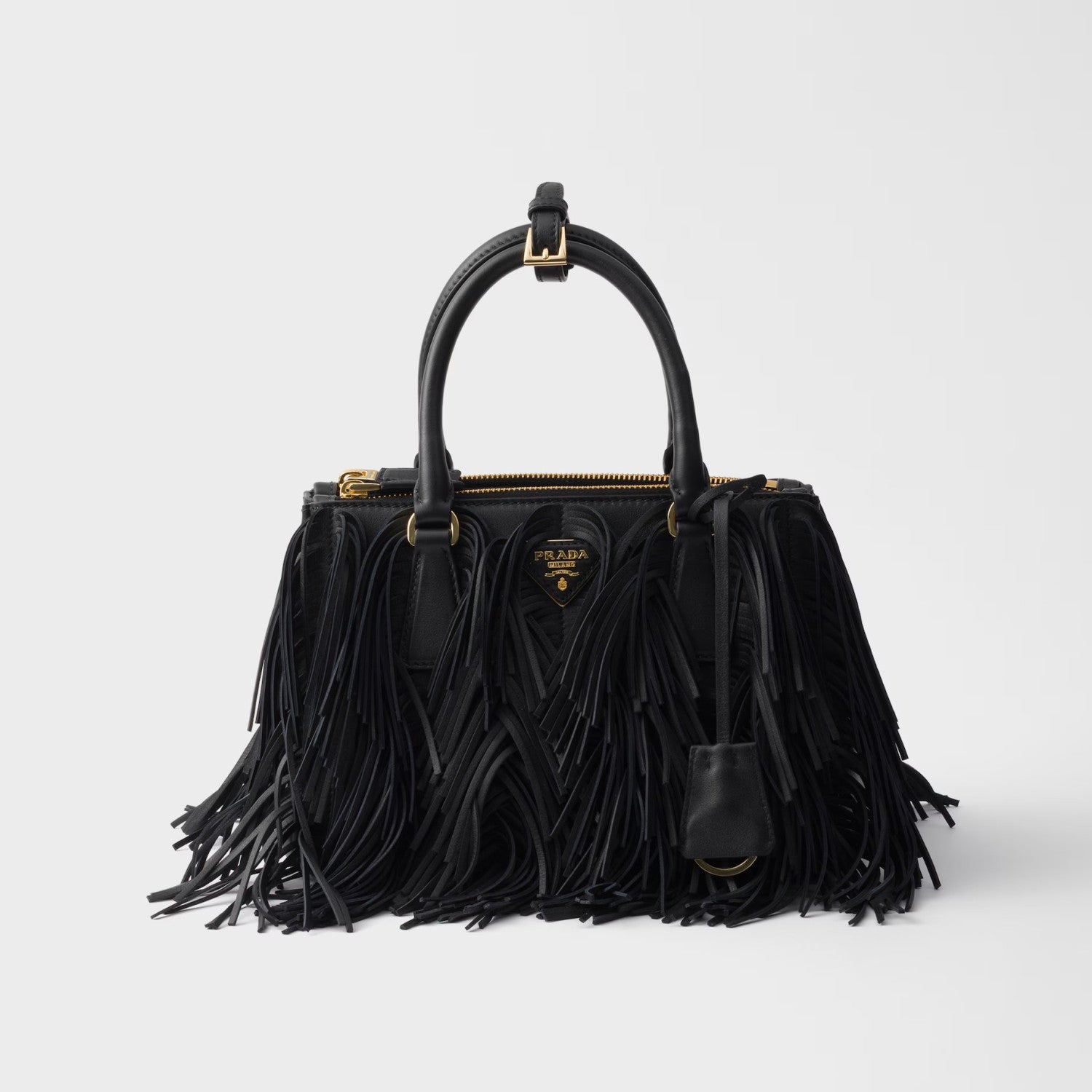 Prada Galleria Women's Solid Colour Metal Engraved Logo Tassel Design Calfskin Shoulder Bag Crossbody Bags Handbag #77979